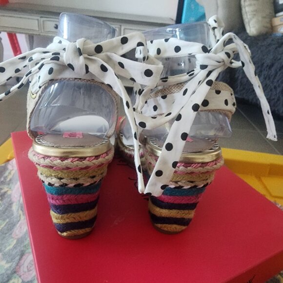 Betsey Johnson colorful lace up wedges - Picture 3 of 4